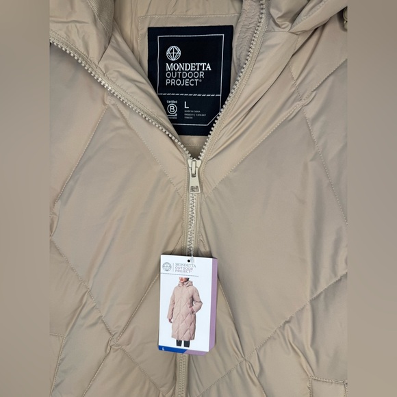 Mondetta Women's Long Diamond Quilted Parka Down Fill Tan size large - Picture 2 of 14